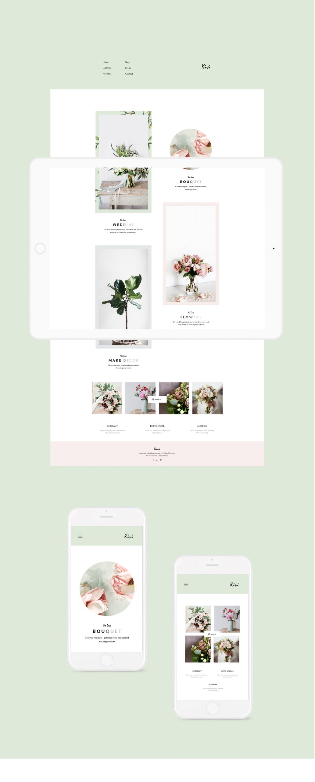 Screenshots of KIVI — Floristy studio website