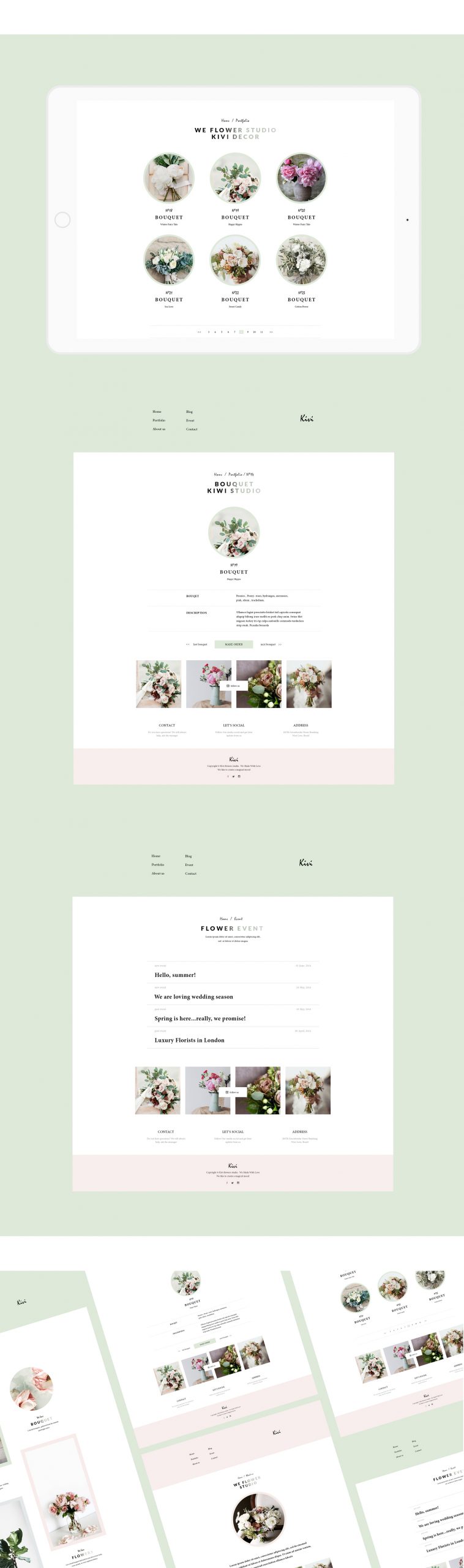 Screenshots of KIVI — Floristy studio website