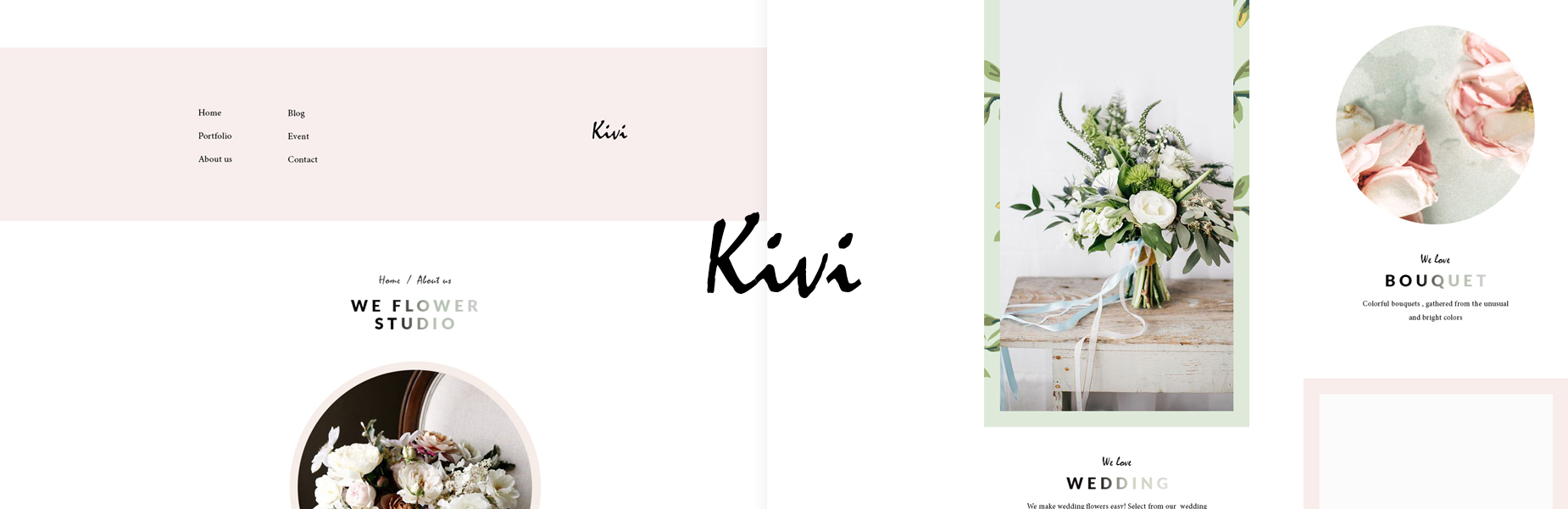 Screenshots of KIVI — Floristy studio website